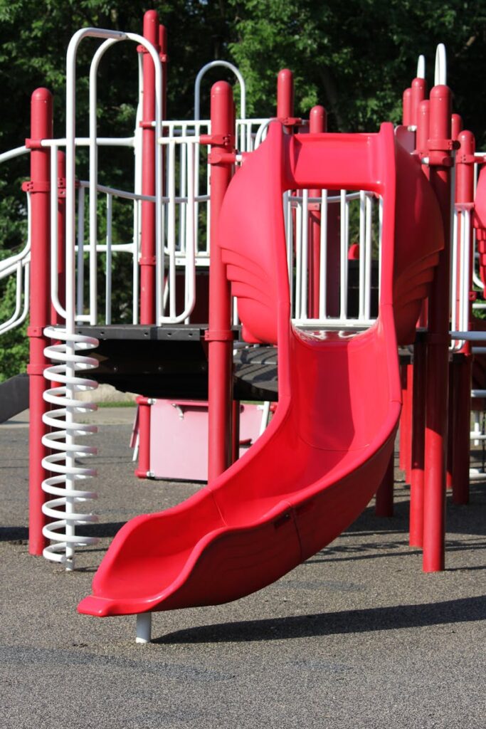 Red and White Playground Slide